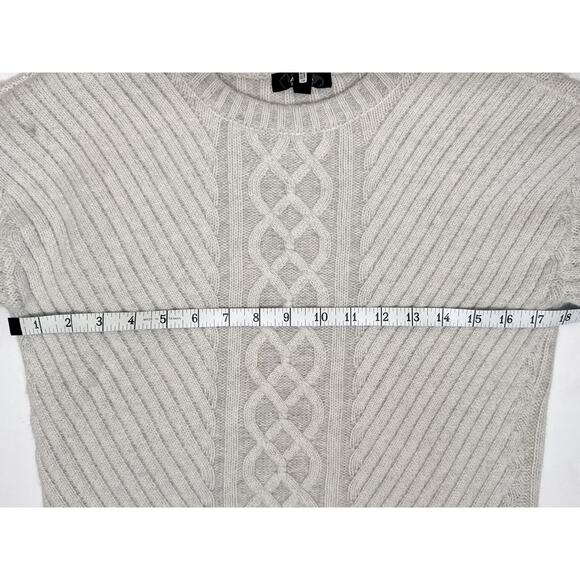 AQUA Cashmere Cable Knit Sweater XS Heathered Grey White - Picture 3 of 8